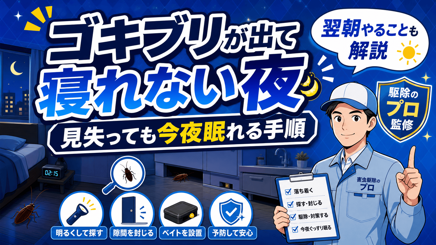 ゴキブリが出て寝れない夜の対処法｜見失っても今夜眠るための手順【2026年最新】