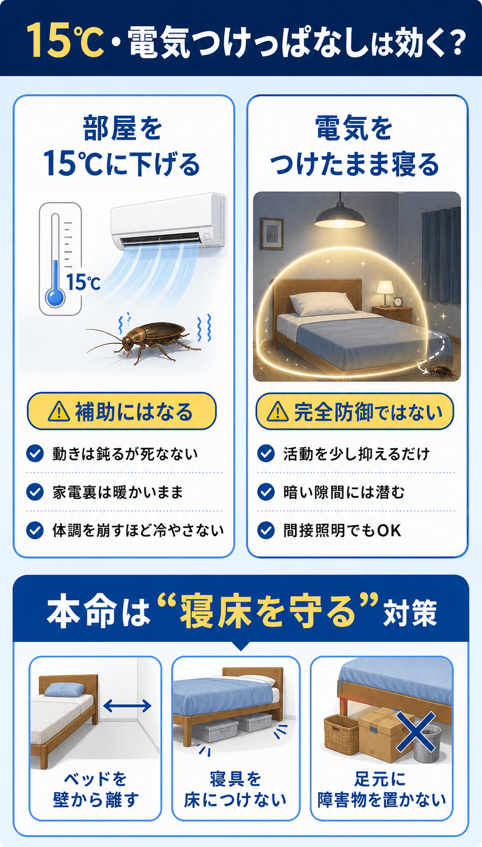 部屋を15℃に下げる・電気をつけたまま寝るは効くのかの検証