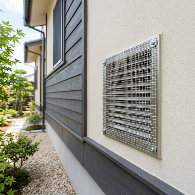 ネズミ駆除の施工事例 - 通気口の金網封鎖