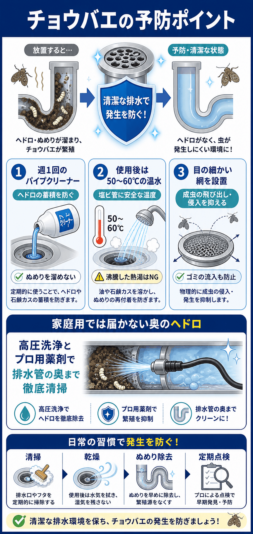 チョウバエの予防ポイント