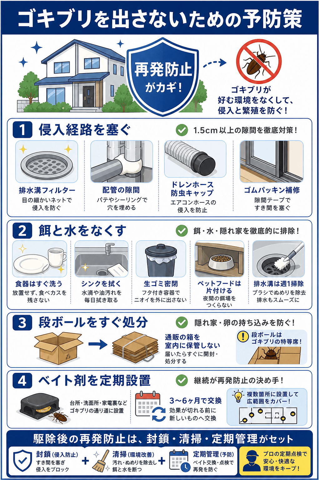 ゴキブリを出さないための予防策