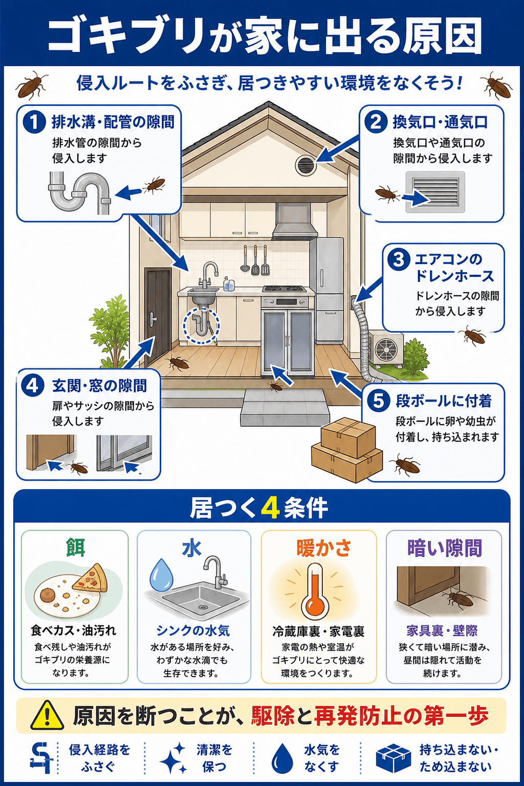 ゴキブリが家に出る原因