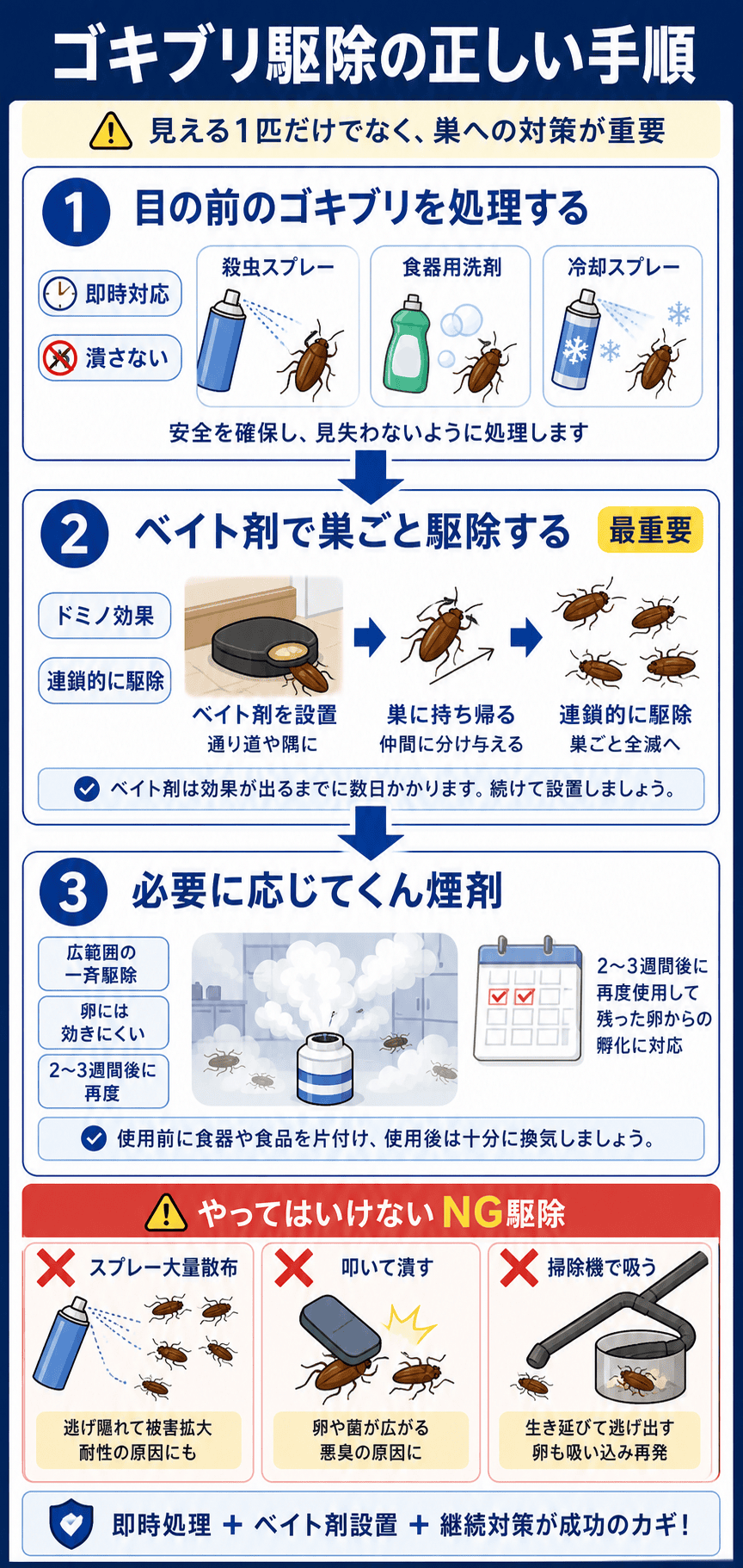 ゴキブリ駆除の正しい手順