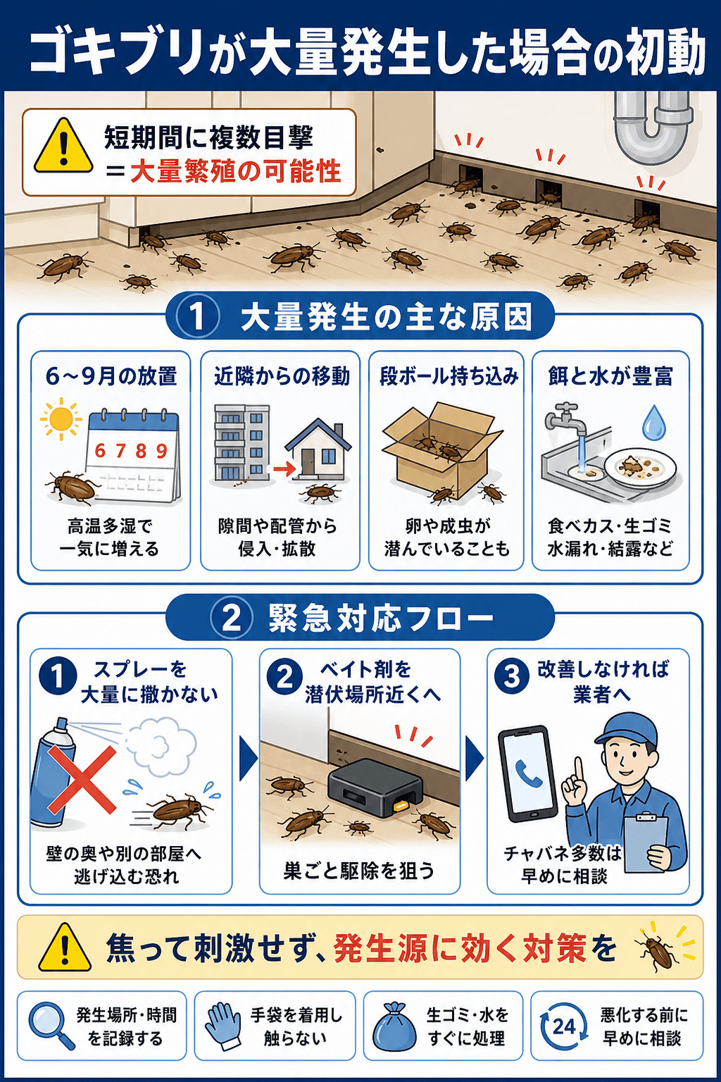 ゴキブリが大量発生した場合の初動対応