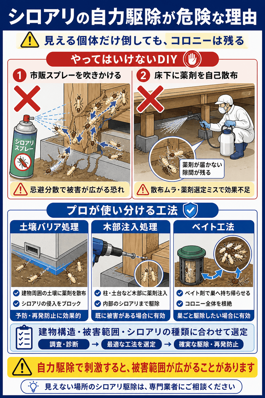 日本で被害の多いシロアリの種類