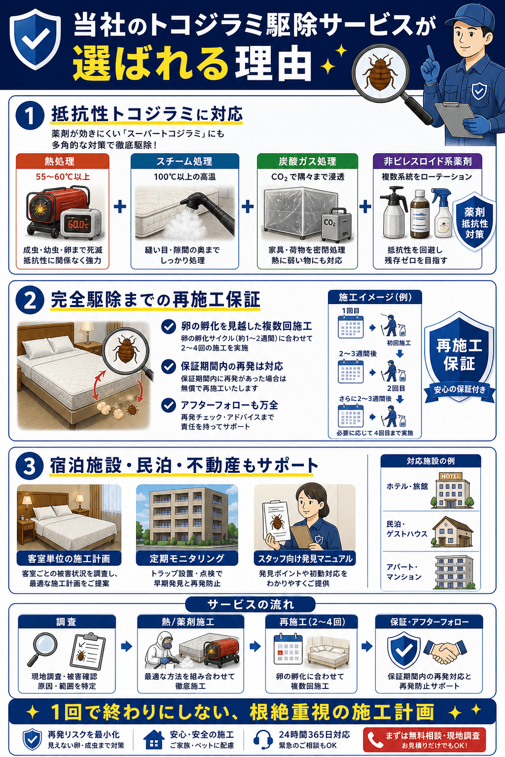 当社のトコジラミ駆除サービスが選ばれる理由