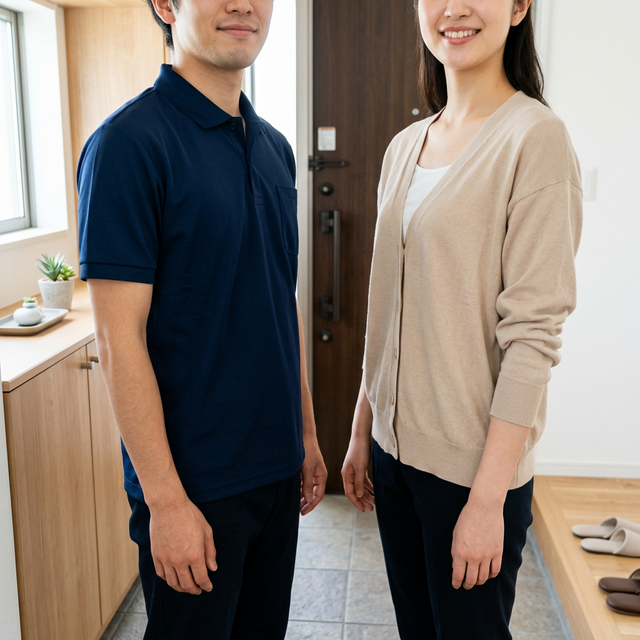 ゴキブリ駆除のお客様と作業員